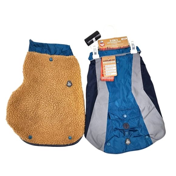 Arcadia Trail 3 in 1 Dog Jacket Rain Coat Pet Multiwear Removable Sherpa Fleece - Picture 1 of 16